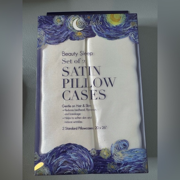 Other - Spa Bella Beauty Sleep Satin Pillow Cases - Set of 2, White 20 x 26 standard